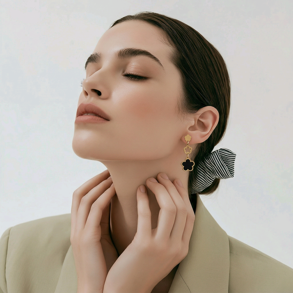 Pendientes Trèfle Noir