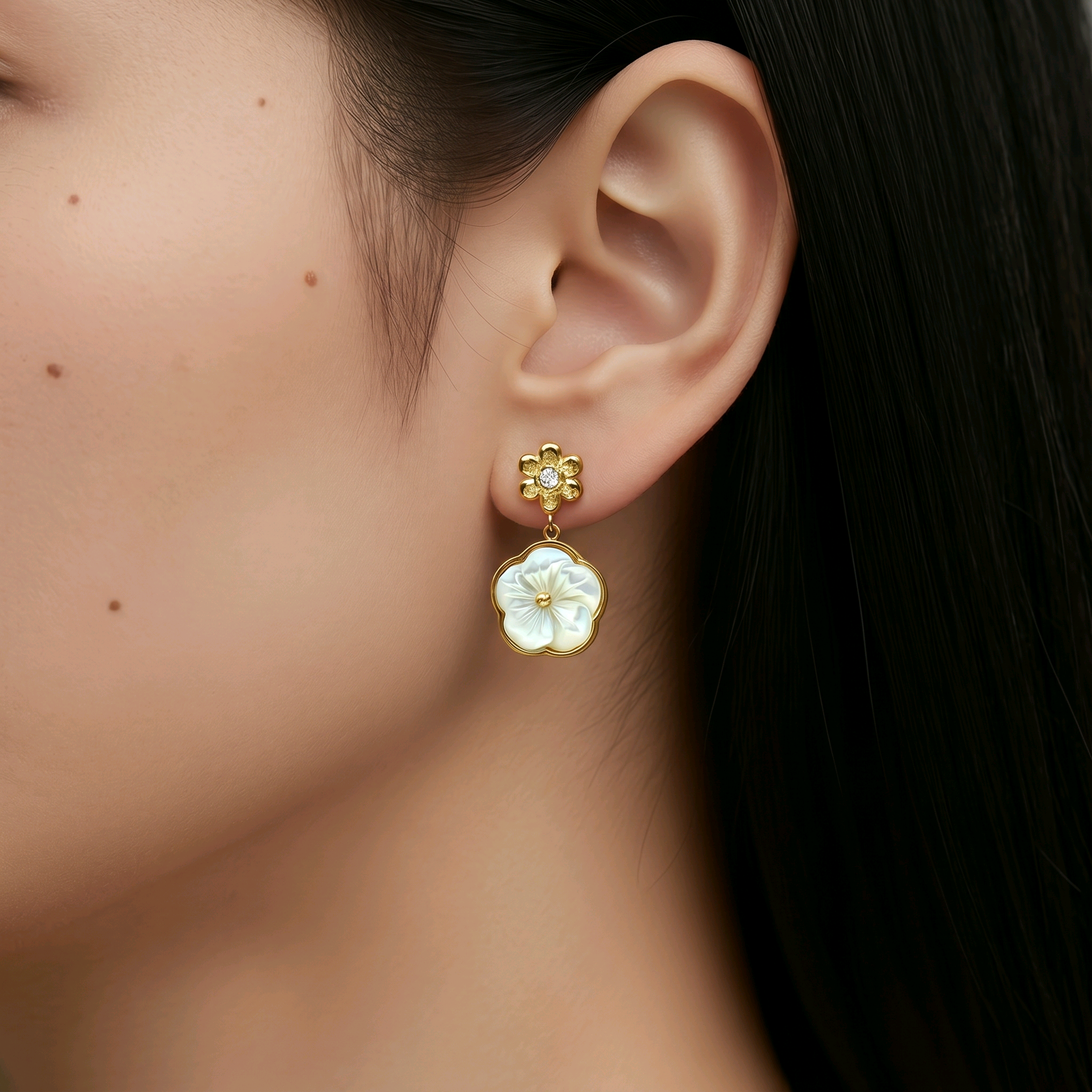 Pendientes Trèfle Camélia Royale